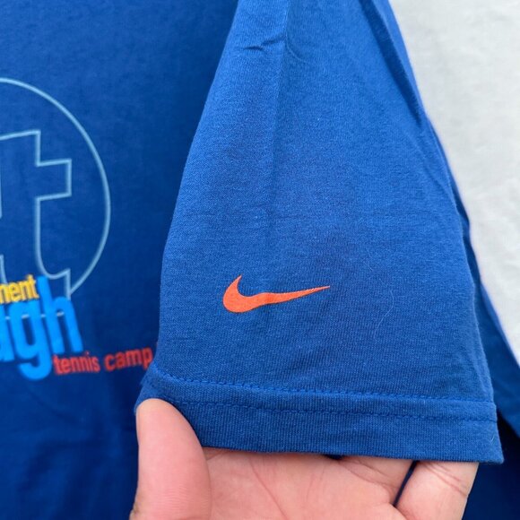 Vintage Nike T Shirt Mens XL Blue Tournament Tough Tennis Camp 90s - Picture 6 of 7
